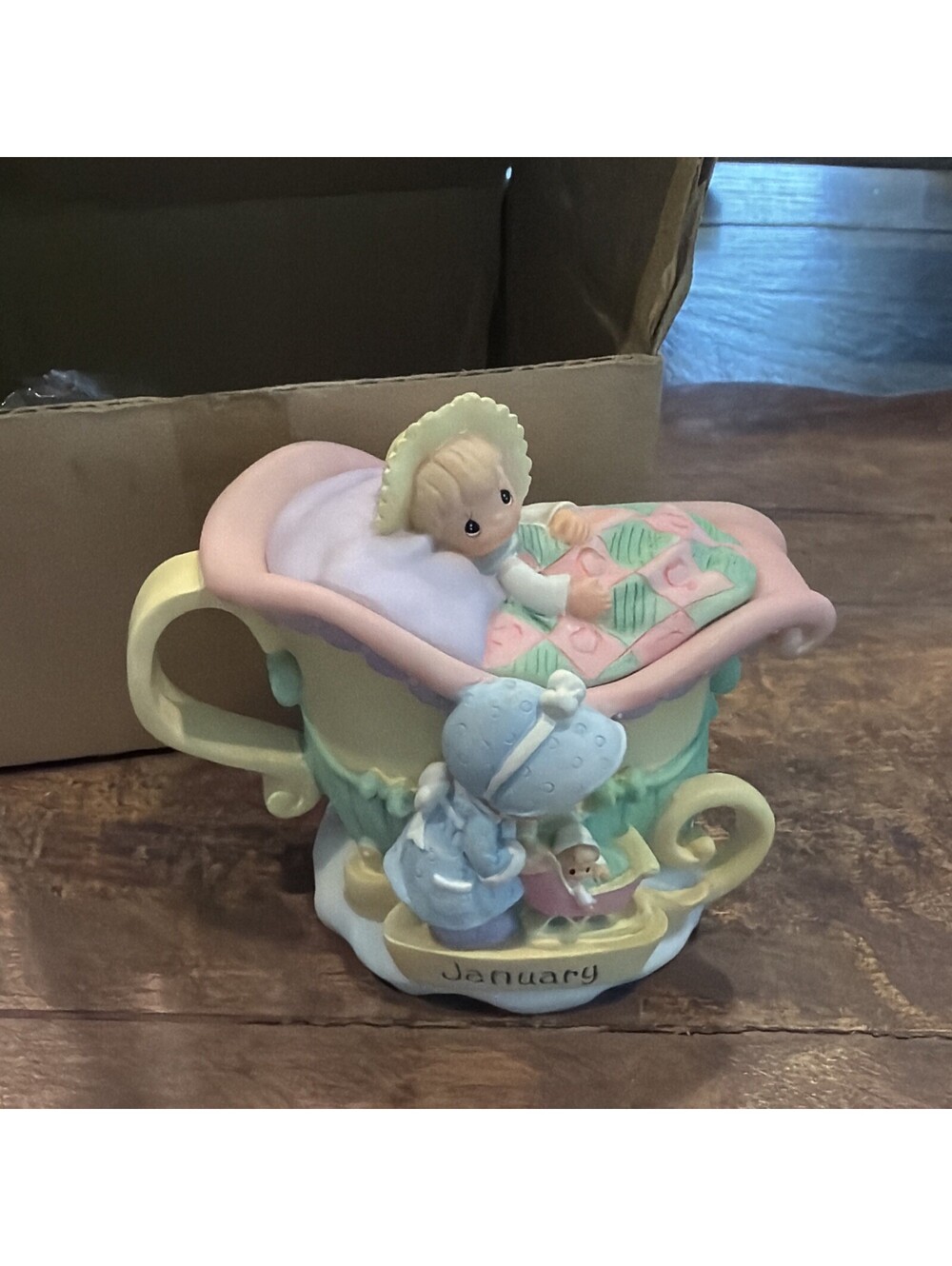 Precious Moments 1999 Monthly Mini Tea Pot January Sled Enesco Avon Exclusive